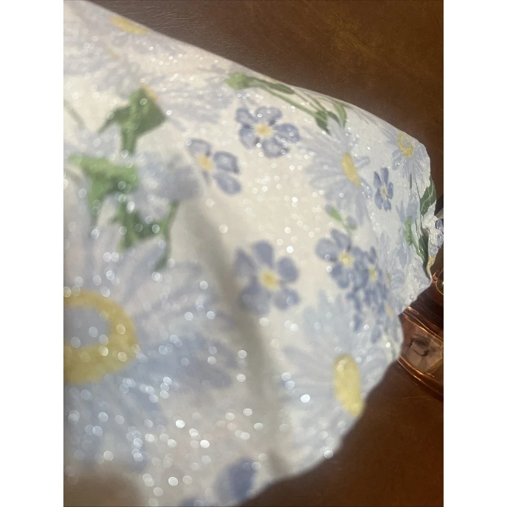 HOUSE &GARDEN NAPKINS (16) BLUE Flowers 18 X 18 100% COTTON Sparkley